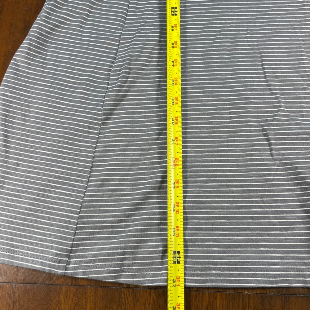 Toad&Co T-Shirt Dress Women Medium Gray Striped Organic Cotton Tencel Casual - Picture 7 of 10